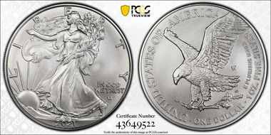 2021-W $1 Burnished Silver Eagle-Type 2 First Strike SP70