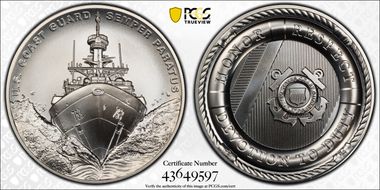 (2021-P) Medal U.S. Coast Guard Matte 2.5oz Ag MS70