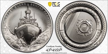 (2021-P) Medal U.S. Coast Guard Matte 2.5oz Ag MS70