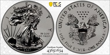 2021-W $1 Silver Eagle Rev PR - Type 1 Designer Edition - First Strike PR69