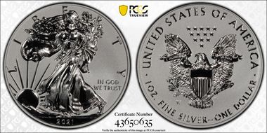 2021-W $1 Silver Eagle Rev PR - Type 1 Designer Edition - First Strike PR69