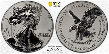 2021-S $1 Silver Eagle Rev PR - Type 2 Designer Edition - First Strike PR70