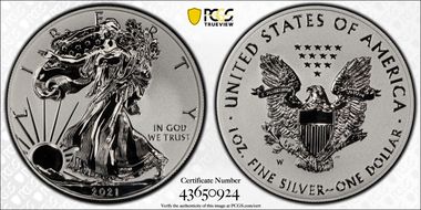 2021-W $1 Silver Eagle Rev PR - Type 1 Designer Edition - First Strike PR70