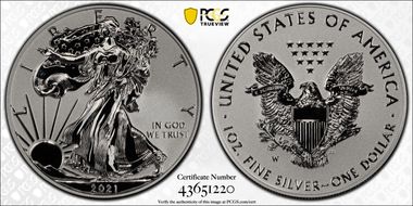 2021-W $1 Silver Eagle Rev PR - Type 1 Designer Edition PR70