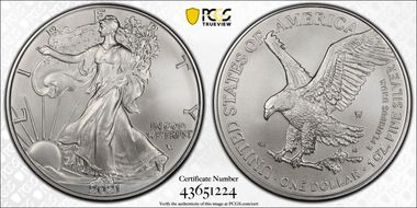 2021-W $1 Burnished Silver Eagle-Type 2 SP70