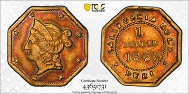 1853 G$1 BG-522 AU53