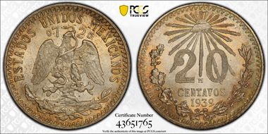 1939-M 20C KM-438  Ag MS66