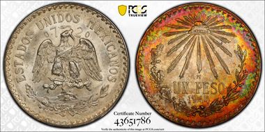 1944-M Peso KM-455  Ag MS64