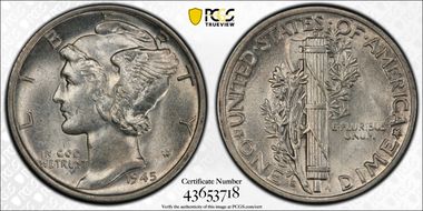 1945-S 10C Micro S AU58