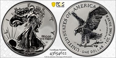 2021-S $1 Silver Eagle Rev PR - Type 2 Designer Edition - First Strike PR70