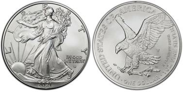 2021-W $1 Burnished Silver Eagle-Type 2 First Strike SP70