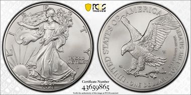 2021-W $1 Burnished Silver Eagle-Type 2 First Strike SP70
