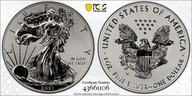 2021-W $1 Silver Eagle Rev PR - Type 1 Designer Edition - First Strike PR70