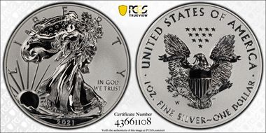2021-W $1 Silver Eagle Rev PR - Type 1 Designer Edition PR70