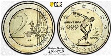 2004 € 2 Olympics KM-209 MS67