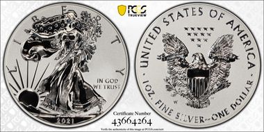 2021-W $1 Silver Eagle Rev PR - Type 1 Designer Edition - First Strike PR70