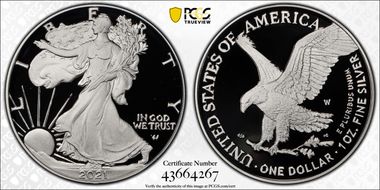 2021-W  $1 Silver Eagle - Type 2 First Strike PR70DCAM