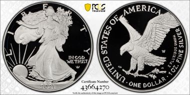 2021-W  $1 Silver Eagle - Type 2 First Strike PR70DCAM