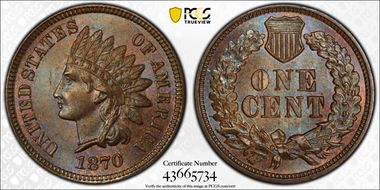 1870 1C MS65BN