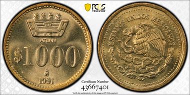 1991-Mo 1000 P ATLAN Al-Br MS67