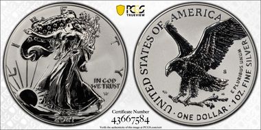 2021-S $1 Silver Eagle Rev PR - Type 2 Designer Edition - First Strike PR69