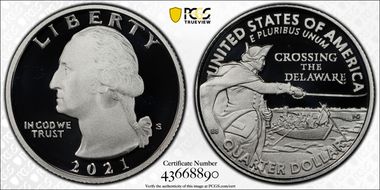 2021-S 25C Crossing the Delaware-Silver Limited Edition Proof Set - FDI PR70DCAM