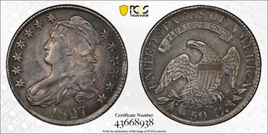 1827 50C Square Base 2 AU53
