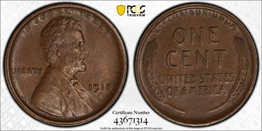 1918-S 1C AU58+ BN