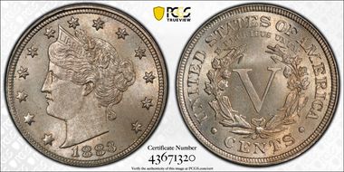 1883 5C With CENTS MS64