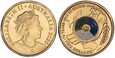 2020 $2 75th Ann End of WWII Colorized MS68