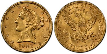 1906-D $5 MS64