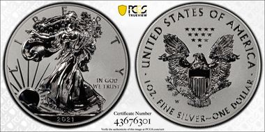 2021-W $1 Silver Eagle Rev PR - Type 1 Designer Edition - First Strike PR69