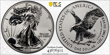 2021-S $1 Silver Eagle Rev PR - Type 2 Designer Edition - First Strike PR70