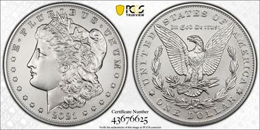 2021-CC Privy $1 Morgan Dollar 100th Anniversary First Strike MS70