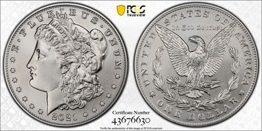 2021-D $1 Morgan Dollar 100th Anniversary MS69