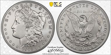 2021-D $1 Morgan Dollar 100th Anniversary MS69