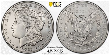 2021-S $1 Morgan Dollar 100th Anniversary MS70