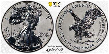 2021-S $1 Silver Eagle Rev PR - Type 2 Designer Edition - First Strike PR70