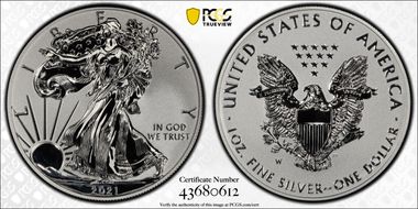 2021-W $1 Silver Eagle Rev PR - Type 1 Designer Edition PR70