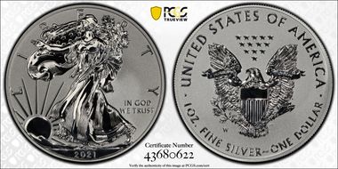 2021-W $1 Silver Eagle Rev PR - Type 1 Designer Edition - First Strike PR69