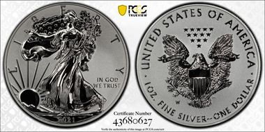 2021-W $1 Silver Eagle Rev PR - Type 1 Designer Edition PR70