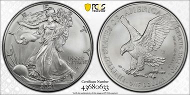 2021-W $1 Burnished Silver Eagle-Type 2 SP70