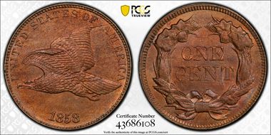 1858 1C Large Letters MS63