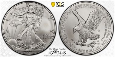 2021-W $1 Burnished Silver Eagle-Type 2 First Strike SP70