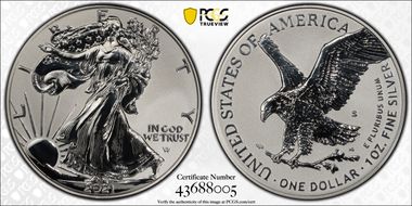 2021-S $1 Silver Eagle Rev PR - Type 2 Designer Edition - First Strike PR70