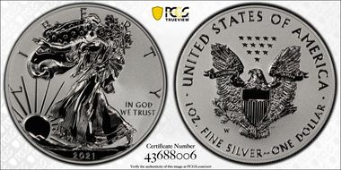 2021-W $1 Silver Eagle Rev PR - Type 1 Designer Edition - First Strike PR70
