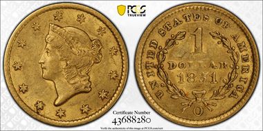 1851-O G$1 AU53+