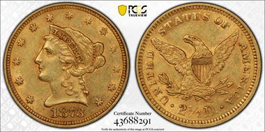 1873 $2.50 Open 3 AU58