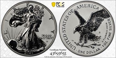 2021-S $1 Silver Eagle Rev PR - Type 2 Designer Edition PR70