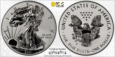 2021-W $1 Silver Eagle Rev PR - Type 1 Designer Edition - First Strike PR70